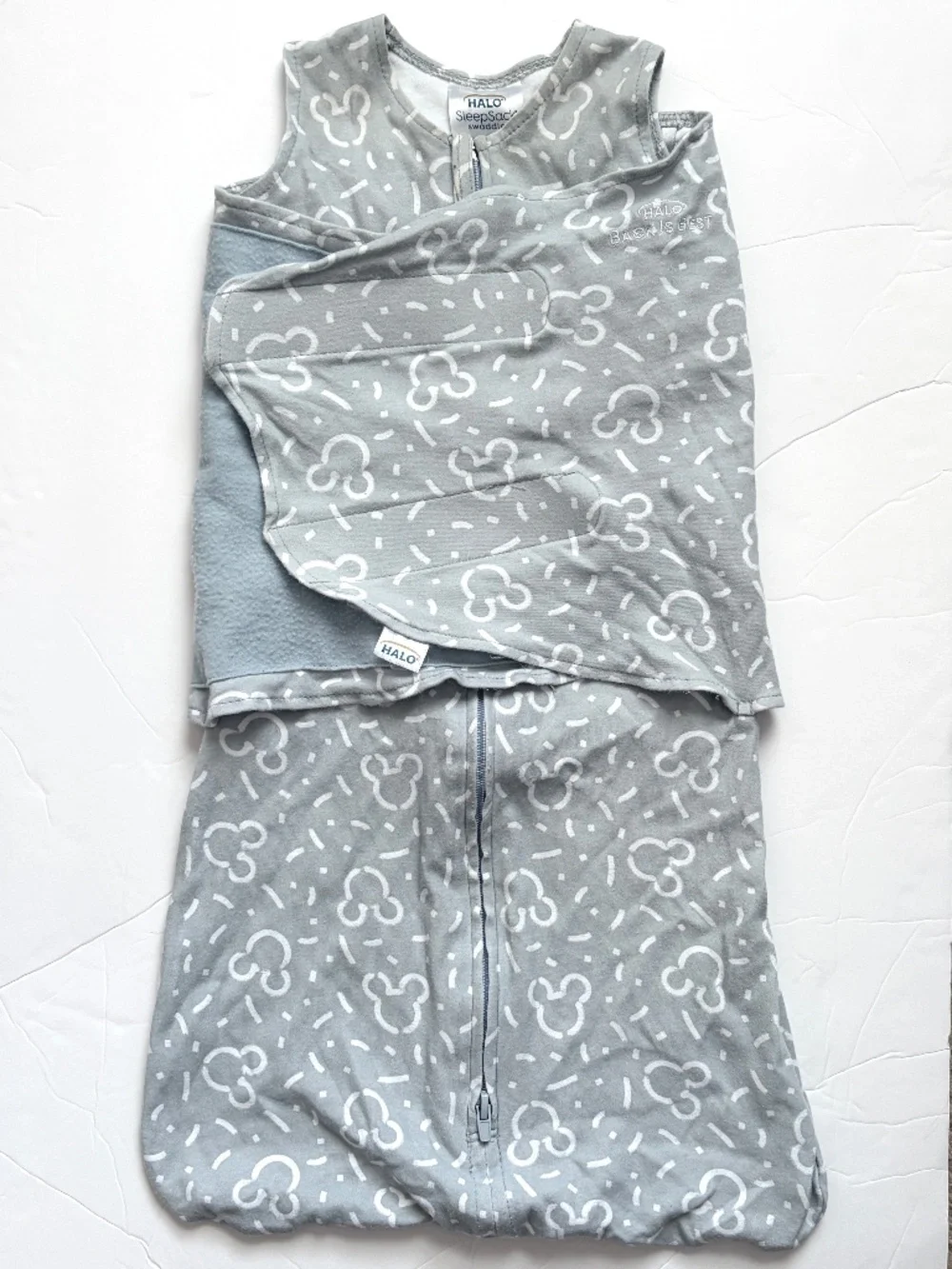 Disney Halo Sleep Sack Swaddle Gray Mickey Mouse 3-6M Small